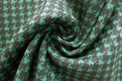 Ex Hobbs Deadstock Designer Knitted Wool Mix Houndstooth Tweed  - Green/Black