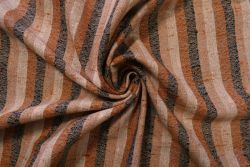 Deadstock Ex-Designer Linen Mix Rustic Stripe - Terracotta/Black