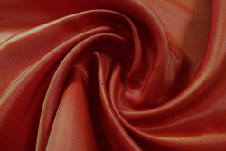 Ex Designer Deadstock Natural Shot Satin Twill Lining With Branded Motif-Logo - Cinammon