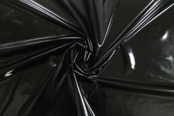 Ex Italian Deadstock Designer Glossy Patent Faux Leather-Look Latex Fabric - Black