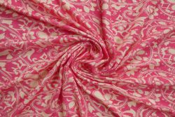 Ex Hobbs Deadstock Designer Luxury Stretch Jersey Paisley Digital Print - Fuchsia/Ivory