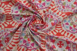 Ex Hobbs Deadstock Designer Luxury Stretch Jersey Geometric Medallion Digital Print - Multi