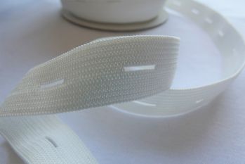 18mm White Buttonhole Elastic - 25m Reel