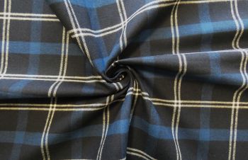 Deadstock Designer Japanese Brushed Twill Check - Navy/White