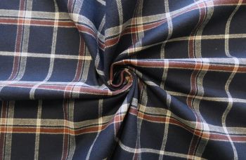 Deadstock Designer Japanese Brushed Twill Check - Navy/Burgundy