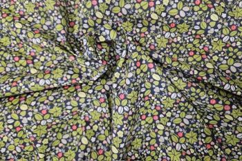 IT-DD040 Deadstock 100% Cotton Lawn Digital Print - Black/Green