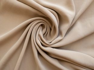 Ex Designer Deadstock 100% Silk Sandwashed Plain Heavy Crepe De Chine - Champagne