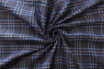 Deadstock Ex-Designer Brushed Cotton Twill Plaid Check In Navy/Marine Blue