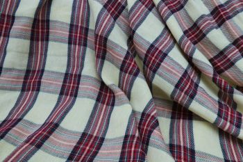 Ex-Designer Deadstock Viscose/Cotton Brushed Twill Tartan Double Cloth