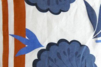 IT-DD025 Deadstock 100% Cotton Voile Large Digital Floral Print - Orange/Blue
