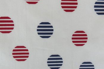 IT-DD068 Deadstock 100% Cotton Poplin Digital Spot Print - Red/Navy