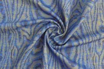 Ex Hobbs Designer Deadstock Printed Denim Style Drill - Blue Wavy Print