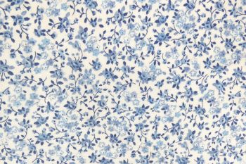 IT-DD111 Deadstock 100% Cotton Poplin Digital Ditsy Floral Print - Delft Blue