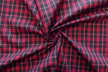 Deadstock Designer Japanese Cotton Lawn Check - Cherry/Navy