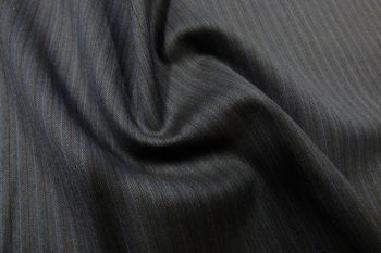 Deadstock Ex-Designer 100% Wool Pinstripe Suiting - Navy/Marine Blue