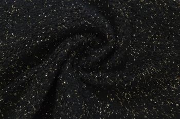 Ex Hobbs Deadstock Designer Sparkle Lurex Wool-Mix Sherpa Fleece - Black/Gold
