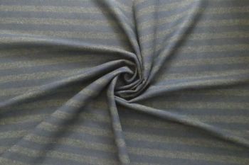 Ex Hobbs Deadstock Designer Pure Wool Tweed Coating Stripe - Charcoal/Navy