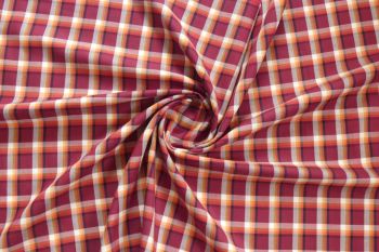 Ex Paul Smith Deadstock Designer Brushed Cotton Twill Check - Raspberry