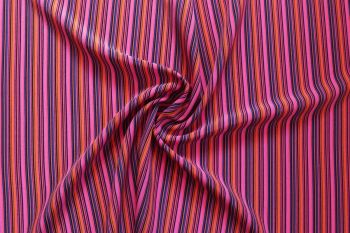 Ex Hobbs Deadstock Designer Multicoloured Digital Printed Chirimen Crepe - Multi-Stripe