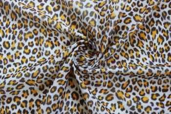Ex Zara Deadstock Designer Animal Skin Knitted Brushed Jersey - Mustard/Fawn/Ivory