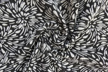 Ex Hobbs Deadstock Designer Comfy Stretch Ponte Roma Cloque-Style Jersey - Black/Ivory