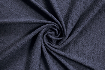 Ex Issey Miyake Deadstock Designer Knitted Stretch Textured Crepe Jersey - Marine Blue