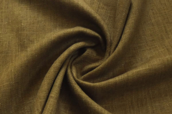 Ex Paul Smith Designer Deadstock Marl-Effect Medium-Weight Linen Mix Chambray - Olive/Khaki