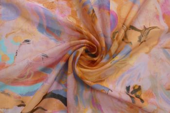Ex Hobbs Deadstock Designer Silk Mix Delicate Voile - Brushstrokes