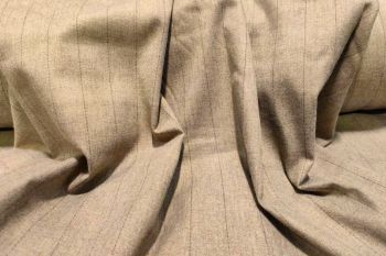 Ex Hugo Boss Deadstock Designer Stretch Wool Mix Tweed Pinstripe Suiting - Mink