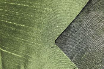 Ex Issey Miyake Deadstock Designer Two-Tone Raw Silk-Style Satin Dupion-Lookalike - Kiwi Green