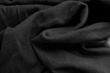 Ex Hugo Boss Deadstock Designer 100% Wool Serge Thick Coating - Jet Black