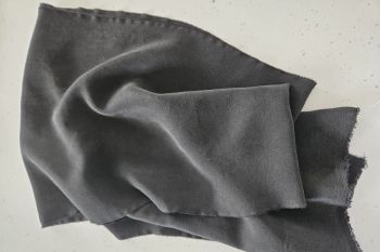 Ex Designer Deadstock 100% Silk Sandwashed Plain Heavy Crepe De Chine - Coal Black