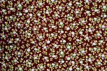 Deadstock 100% Cotton Poplin Digital Ditsy Floral Print - Cocoa