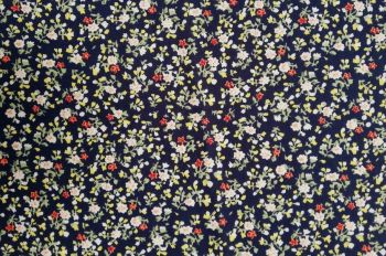 Deadstock 100% Cotton Poplin Digital Ditsy Floral Print - French Navy