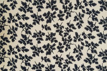 Deadstock 100% Cotton Poplin Digital Leaf Print - Steel Blue