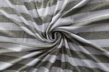 Ex Paul Smith Soft Stretch Wide Stripe Jersey - White & Silver Grey