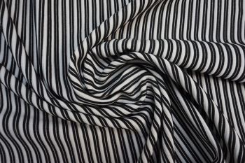 Ponte Roma Style Textured Ridged Stripe - Black/White