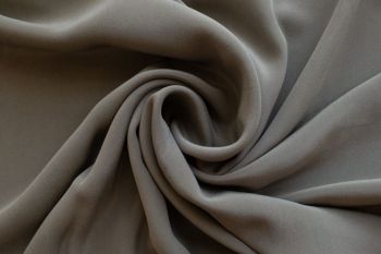 Ex Designer Deadstock 100% Silk Sandwashed Plain Heavy Crepe De Chine - Mink