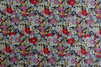 Deadstock 100% Cotton Poplin Digital Floral Print - Raspberry