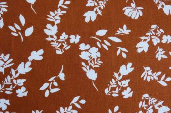 Deadstock 100% Viscose Digital Leaf Print - Rust