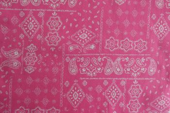 Deadstock 100% Cotton Poplin Digital Paisley/Diamond Print - Candy Pink