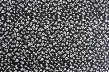 Deadstock 100% Cotton Poplin Digital Ditsy Floral Print - Black/White