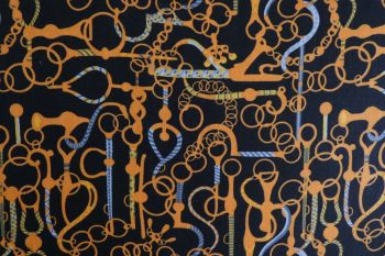 Deadstock 100% Cotton Poplin Digital Chain Print - Black
