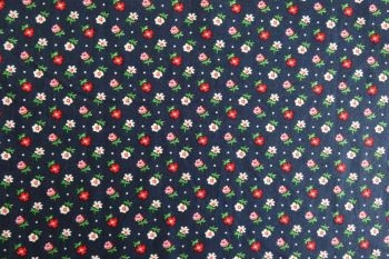 Deadstock 100% Cotton Poplin Digital Ditsy Floral Print - Midnight Blue