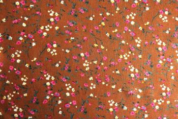 Deadstock 100% Viscose Digital Floral Print - Tan
