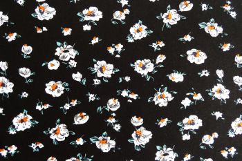 Deadstock 100% Viscose Digital Floral Print - Black/Rust