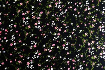 Deadstock 100% Viscose Digital Floral Print - Black