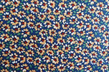 Deadstock 100% Cotton Poplin Digital Scattered Petal Print - Denim