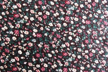 Deadstock 100% Cotton Poplin Digital Floral Print - Mahogany