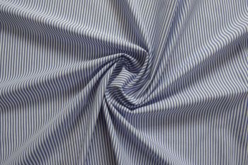 Ex Paul Smith Deadstock Designer 100% Cotton Colourwoven Narrow Oxford Stripe - Denim Blue/White